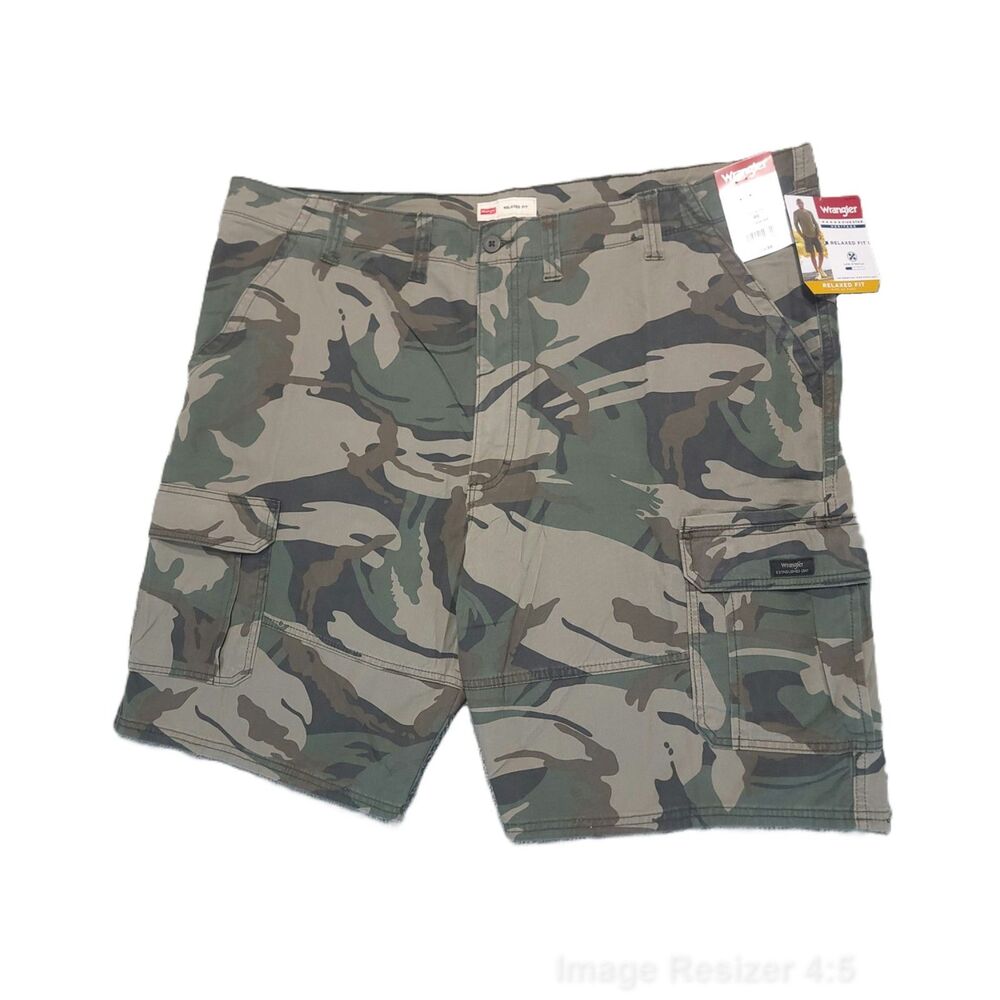 Wrangler Five Star Heritage Relaxed Fit Cargo Shorts Mens 46x10 Camo Stretch